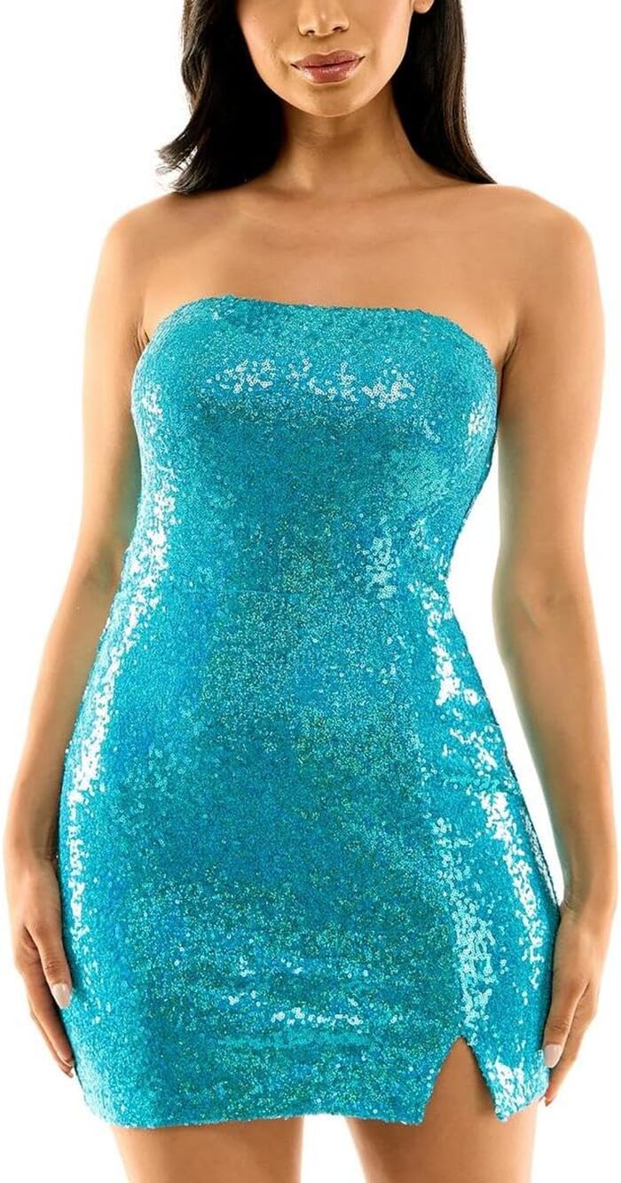 B.DARLIN Juniors' Metallic Cowlneck  Mini Bodycon Dress size 13/14